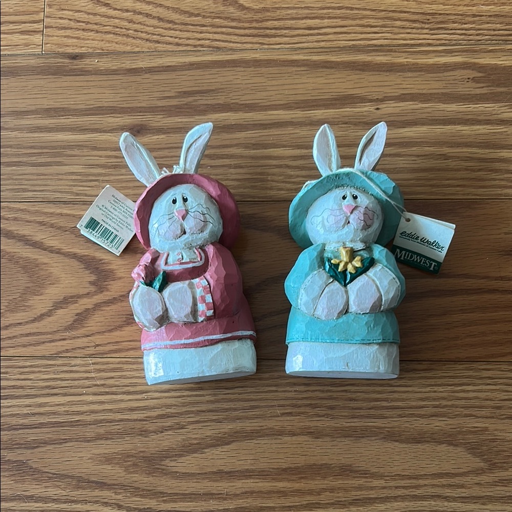 Rabbit Figurines - Pink and Blue